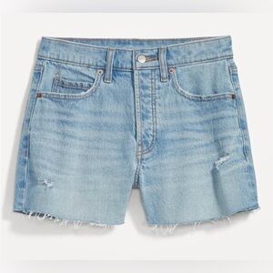 Higher High-Waisted Button-Fly Sky-Hi A-Line Cut-Off Jean Shorts (6/28R)